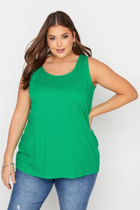 Plus Size Emerald Green Basic Vest Top | Yours Clothing 1