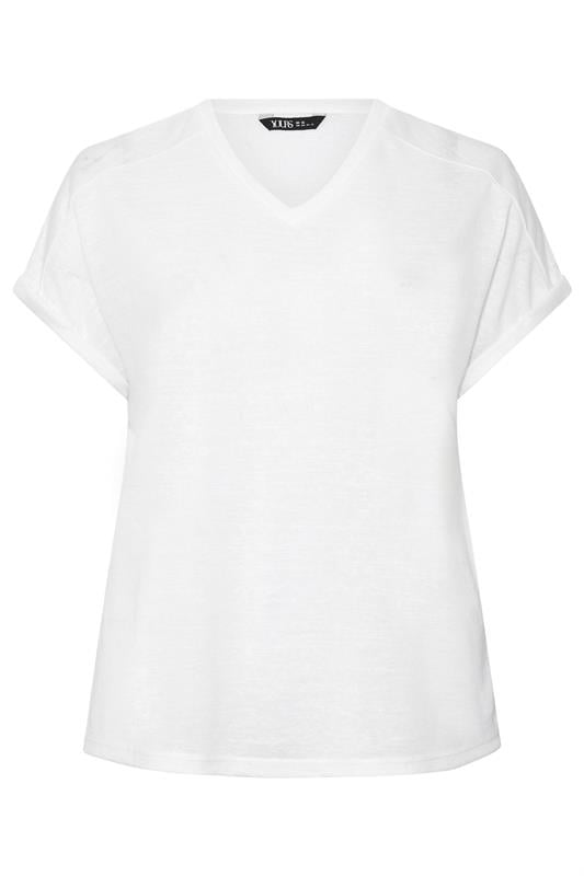 YOURS Plus Size White Linen Look T-Shirt | Yours Clothing 5