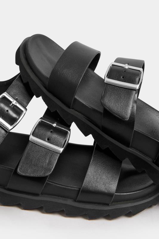LIMITED COLLECTION Black Footbed Buckle Sandals In Extra Wide Fit | Yours Clothing 5