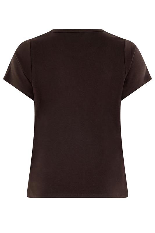 YOURS Plus Size Chocolate Brown Interlock T-Shirt | Yours Clothing 6