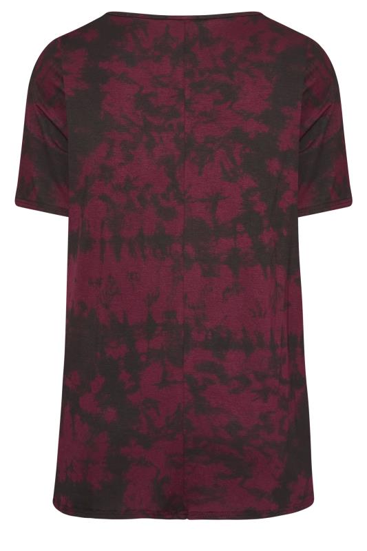 LIMITED COLLECTION Curve Black & Burgundy Red Tie Dye Astrology Print T-Shirt_BK.jpg