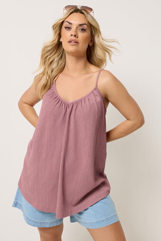  YOURS Curve Pink Gathered Swing Vest Top