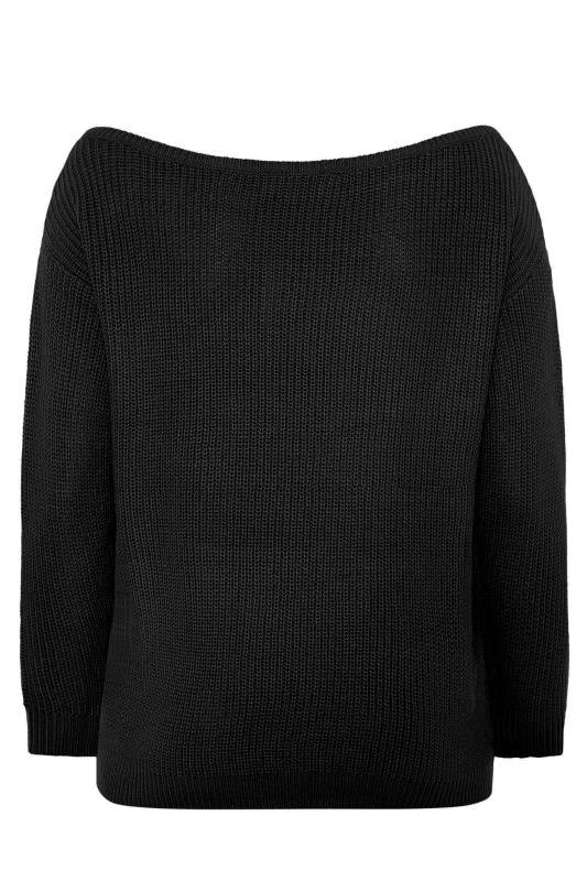 Black Bardot Knitted Jumper | Yours 