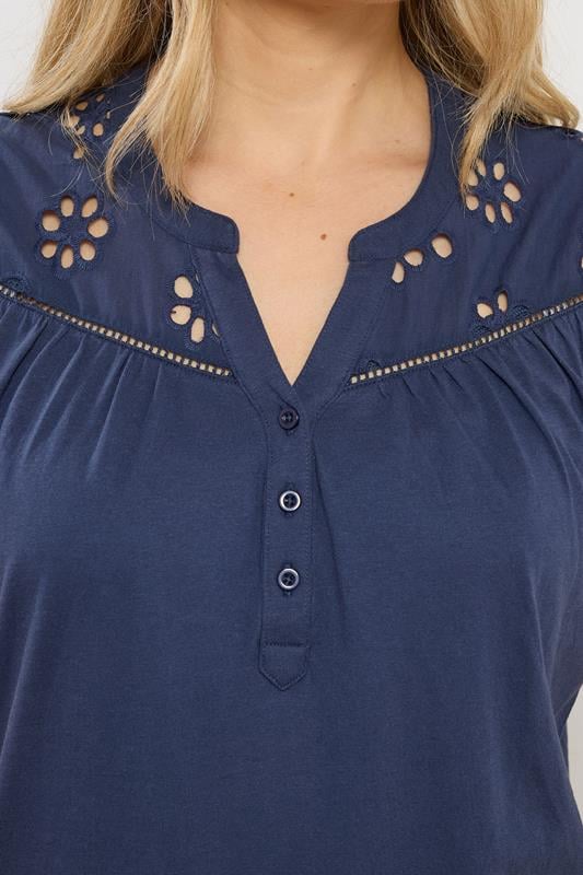 LTS Tall Women's Navy Blue Embroidered Cotton Vest | Long Tall Sally 4