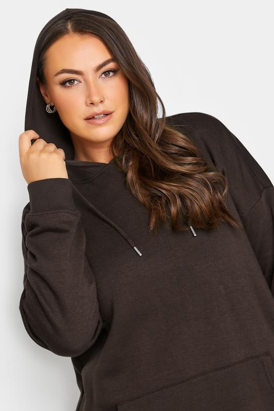 Plus Size Chocolate Brown Hoodie | Yours Clothing 4