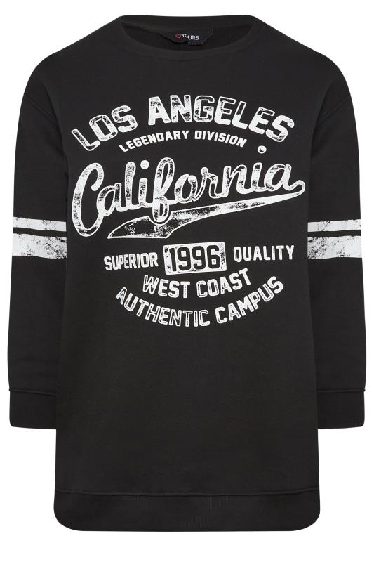 Plus Size Black 'California' Slogan Printed Sweatshirt | Yours Clothing 6