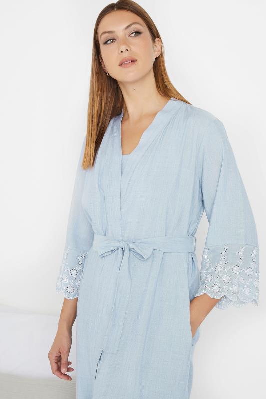 LTS Tall Light Blue Broderie Anglaise Dressing Gown | Long Tall Sally 4