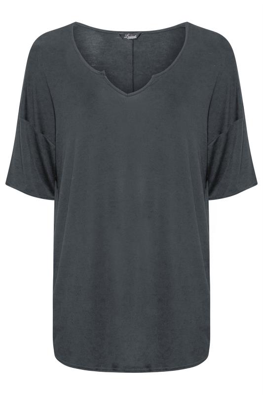 LIMITED COLLECTION Curve Charcoal Grey Notch Neck Oversized T-Shirt 5
