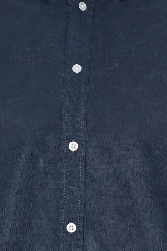 BadRhino Navy Blue Short Sleeve Linen Shirt | BadRhino 3