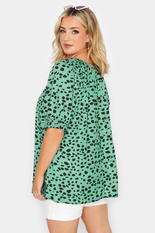 YOURS Plus Size Green Animal Markings Print Gypsy Top | Yours Clothing 3