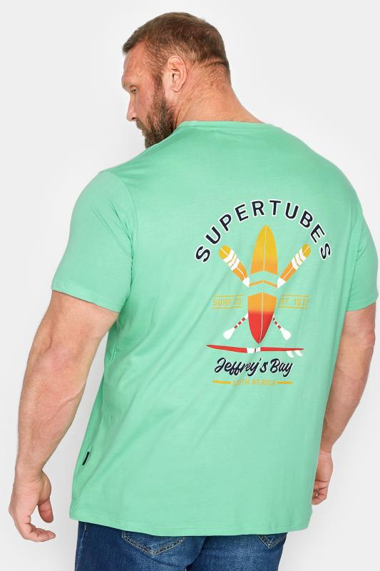BadRhino Big & Tall Turquoise Green 'Supertubes' Slogan T-Shirt 2