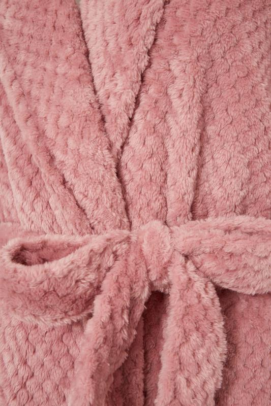 Curve Pink Waffle Hooded Dressing Gown 5