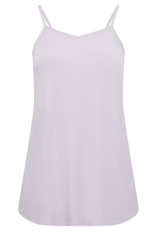 YOURS Curve Plus Size Lilac Purple Ribbed Swing Cami Vest Top | Yours Clothing  6