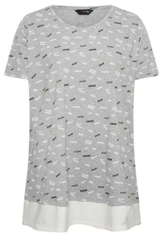 YOURS Plus Size Grey Summer Slogan Print Top | Yours Clothing 6