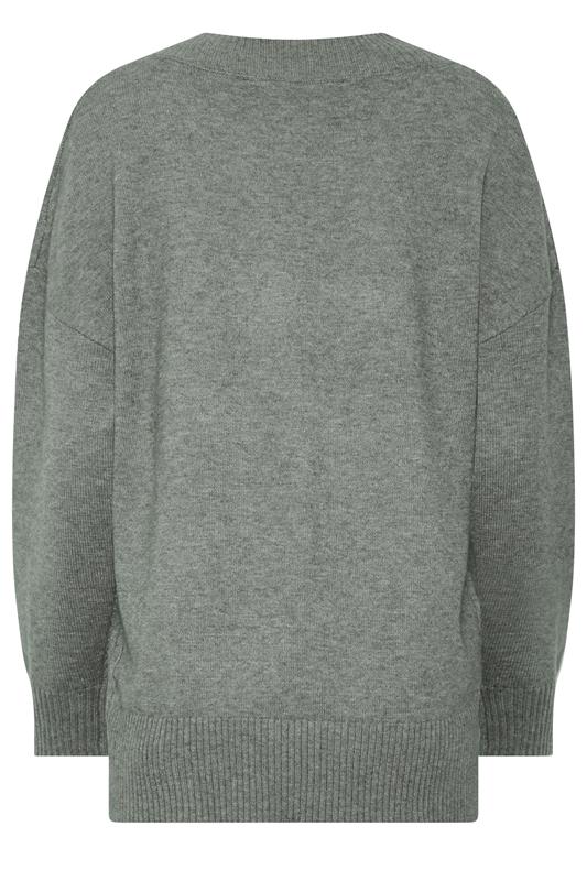 LTS Tall Women's Grey V-Neck Knitted Jumper | Long Tall Sally 6