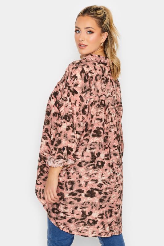 LIMITED COLLECTION Plus Size Pink Leopard Print Utility Pocket Shirt | Yours Clothing 3