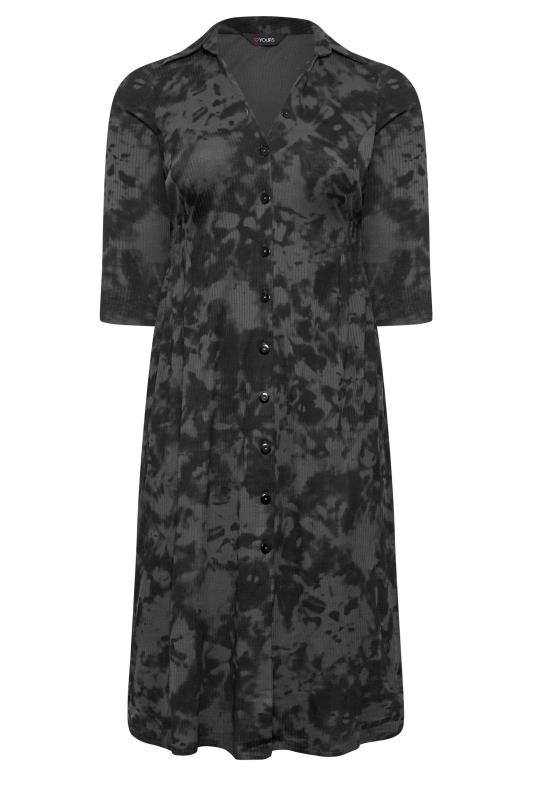 Plus Size Black Tie Dye Collared Midi Dress | Yours Clothing 6