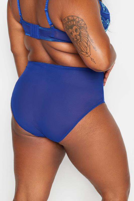 YOURS Plus Size Cobalt Blue Lace High Waisted Full Briefs | Yours Clothing 3