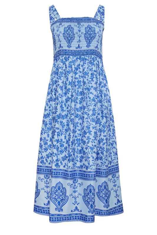 LIMITED COLLECTION Plus Size Blue Floral Print Shirred Maxi Dress | Yours Clothing 5
