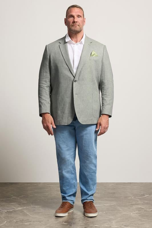 BadRhino Tailoring Big & Tall Green Linen Blazer | BadRhino 2