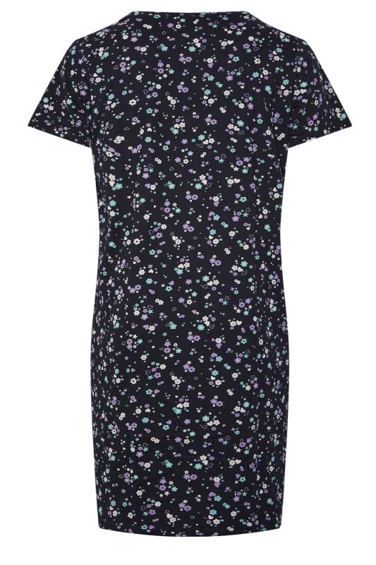 YOURS Curve Plus Size Navy Blue Ditsy Floral Print Nightdress | Yours Clothing  7