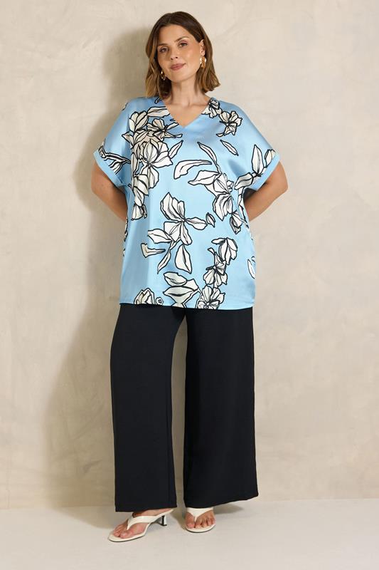 EVANS Plus Size Light Blue Floral Top | Evans 1