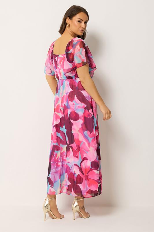 YOURS Plus Size Pink Floral Angel Sleeve Dress | Yours Clothing 4