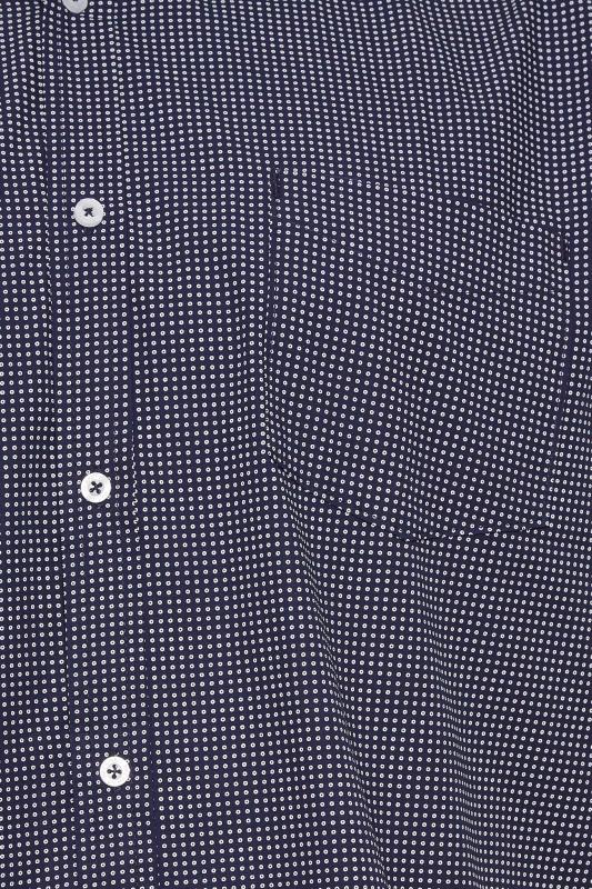 BadRhino Big & Tall Navy Blue Spot Print Short Sleeve Shirt | BadRhino 4