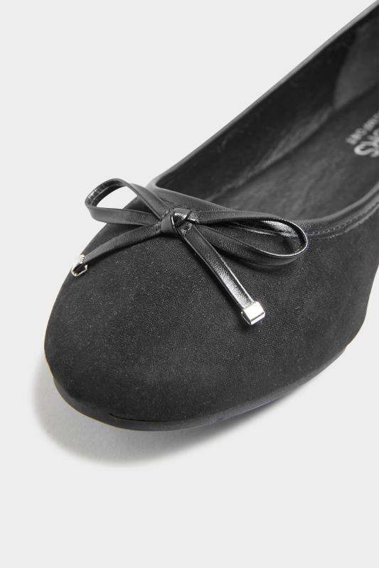 Black Faux Suede Ballerina Pumps In Wide E Fit & Extra Wide EEE Fit | Yours Clothing 5