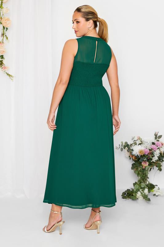 Plus Size YOURS LONDON Curve Forest Green Lace Front Chiffon Maxi Dress | Yours Clothing  3