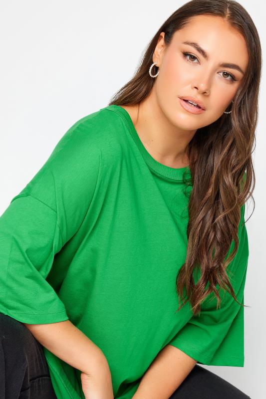 YOURS Plus Size Apple Green Oversized Boxy T-Shirt | Yours Clothing 5