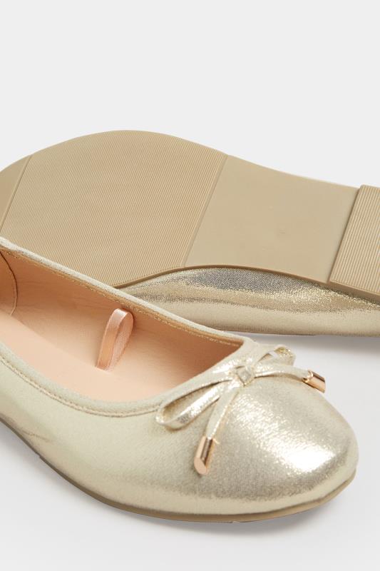 Gold Shimmer Ballet Pump In Wide E Fit & Extra Wide EEE Fit  | Yours Clothing  5