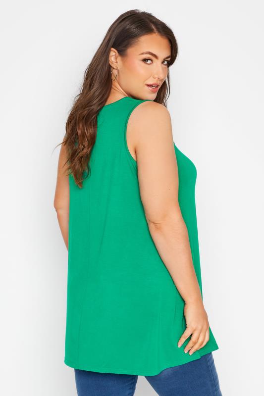 Plus Size Bright Green Cut Out Swing Vest Top | Yours Clothing  3
