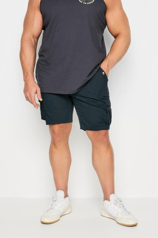  Grande Taille D555 Big & Tall Navy Blue Cotton Cargo Shorts