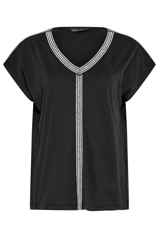 M&Co Black Contrast Trim Cotton Short Sleeve T-Shirt | M&Co 5