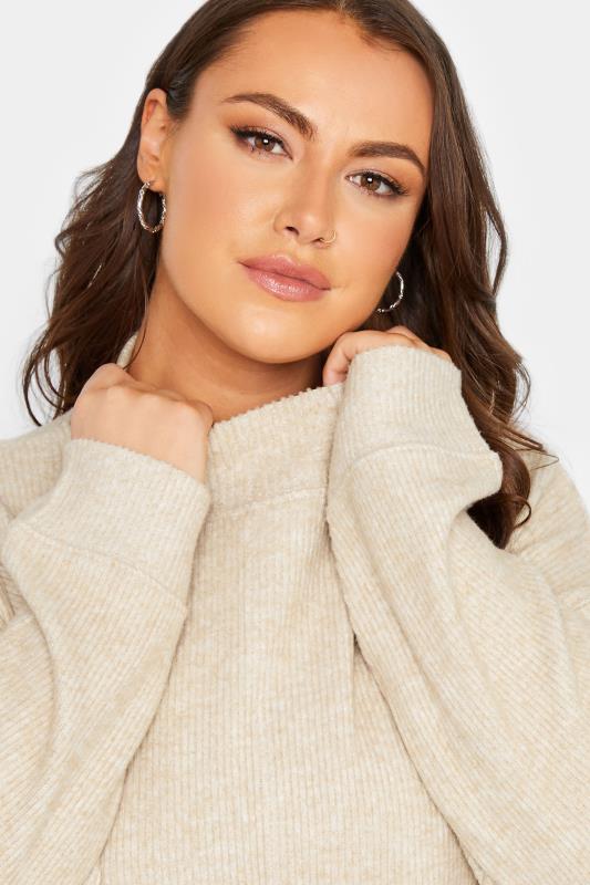 YOURS Plus Size Natural Brown Soft Touch Longline Jumper | Yours Clothing 4