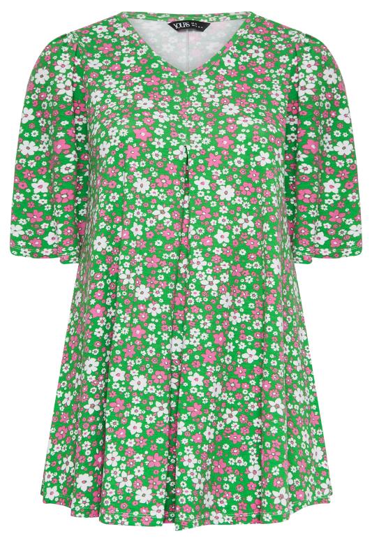 YOURS Curve Plus Size Green Floral Ditsy Top | Yours Clothing  6
