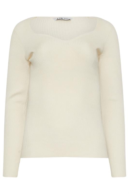 LTS Tall Ivory Ribbed Sweetheart Jumper | Long Tall Sally  7