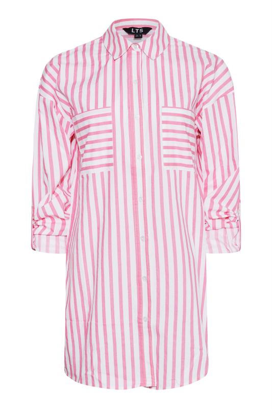 LTS Tall Women's Pink Stripe Oversized Cotton Shirt | Long Tall Sally 6