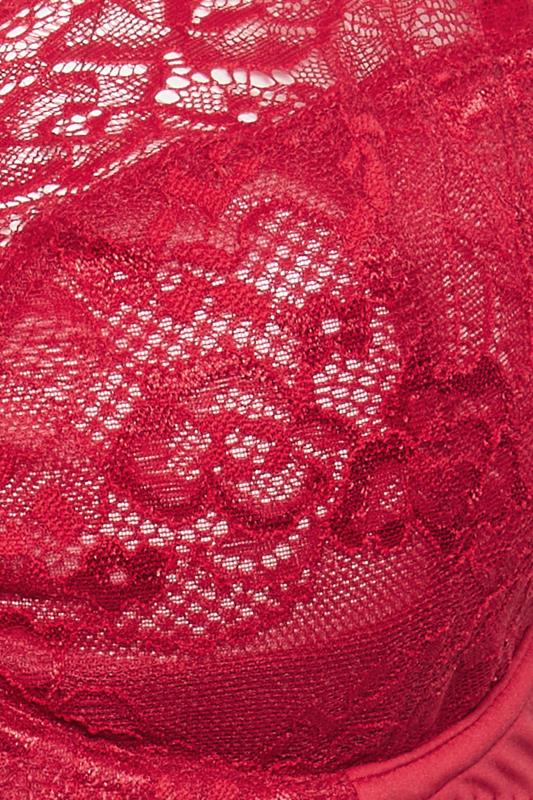YOURS Plus Size Red Stretch Lace Non-Padded Underwired Balcony Bra | Yours Clothing 5