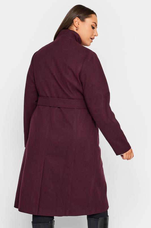 YOURS Curve Plus Size Berry Red Belted Military Coat | Yours Clothing  3