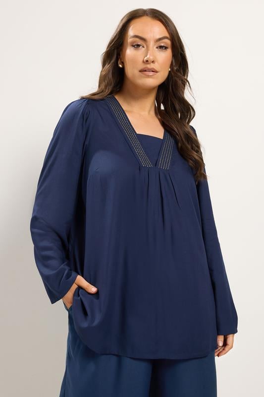  Niimee Navy Blue Kaftan Top