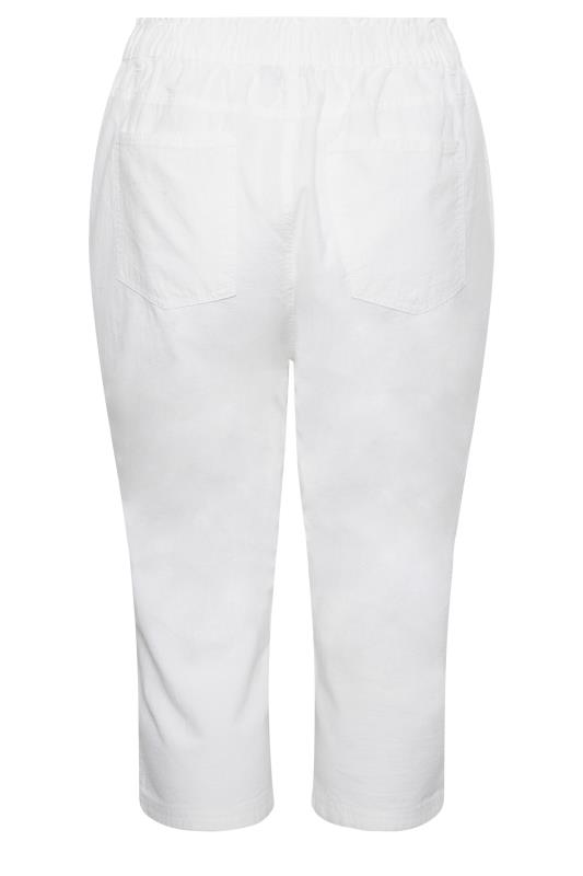 YOURS Plus Size White Cool Cotton Cropped Joggers | Yours Clothing 6