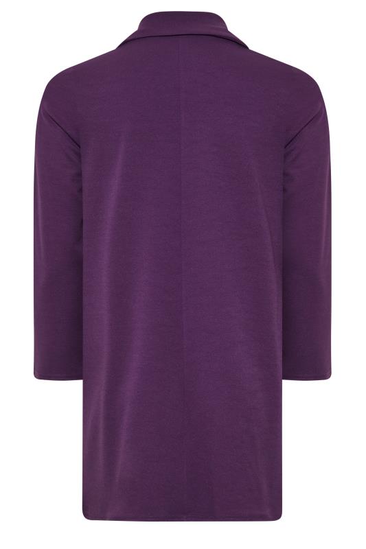 YOURS Curve Plus Size Dark Purple Longline Blazer | Yours Clothing 7