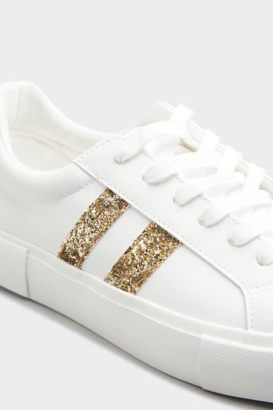 LIMITED COLLECTION White & Gold Stripe Flatform Trainers in Regular Fit_E.jpg