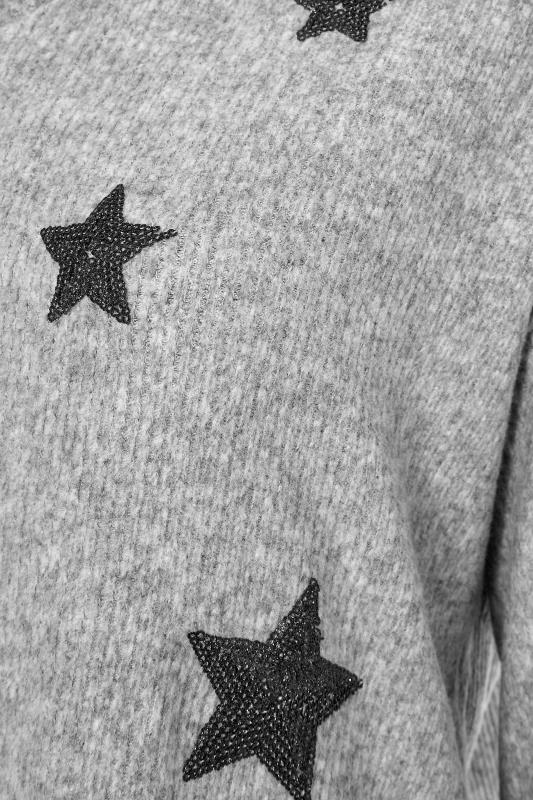 Plus Size Grey Embellished Star Print Knitted Top | Yours Clothing 5