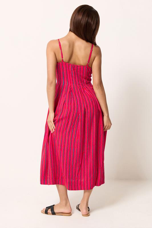 PixieGirl Petite Pink Stripe Midi Dress | PixieGirl 2