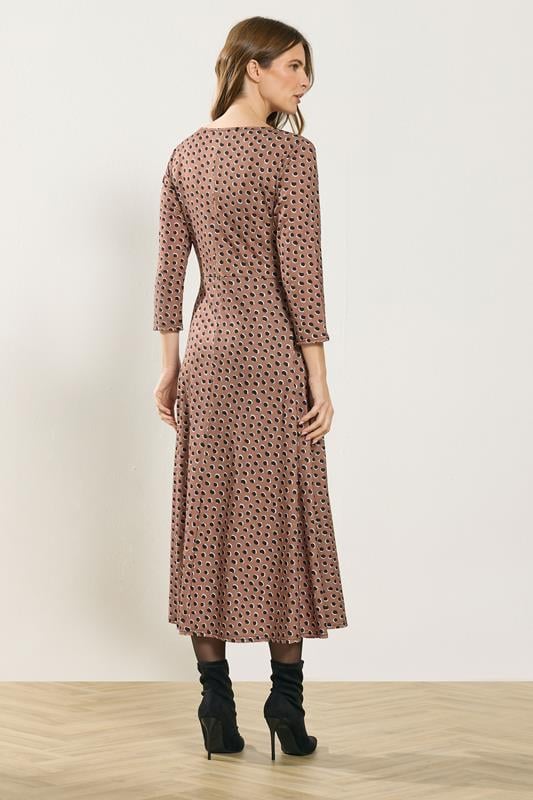 M&Co Mocha Brown Spot Twist Front Dress | M&Co 2