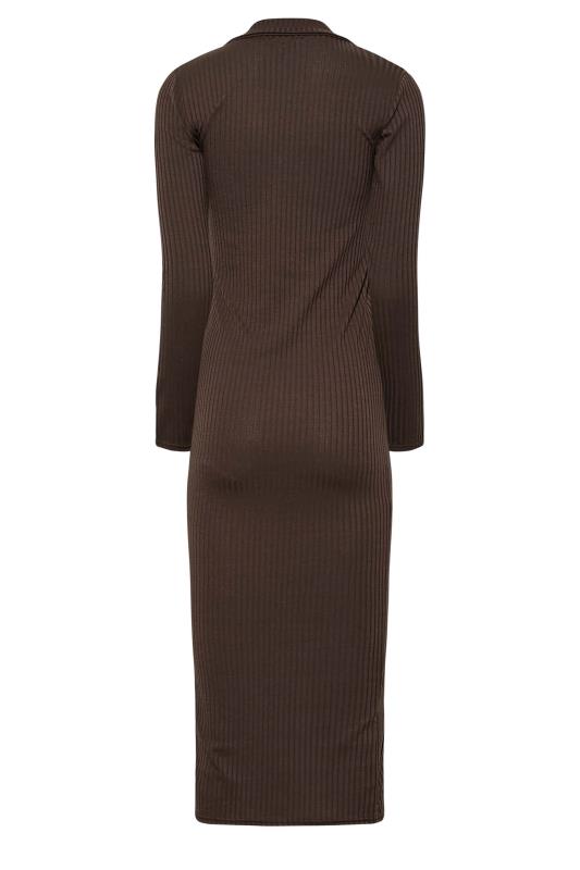 LTS Tall Brown Ribbed Split Front Dress 7