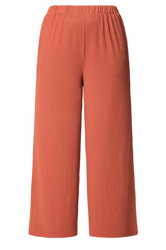 YOURS Plus Size Orange Textured Wide Leg Trousers | Yours Clothing 5